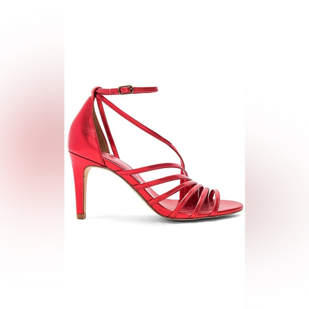 New! So cute FREE PEOPLE Disco Fever Heel Red Leather Metallic. Size 8